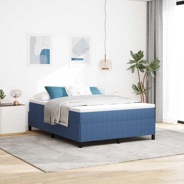 vidaXL Κρεβάτι Μπλε 140x200 εκ. από Σατέν Υφάσματος