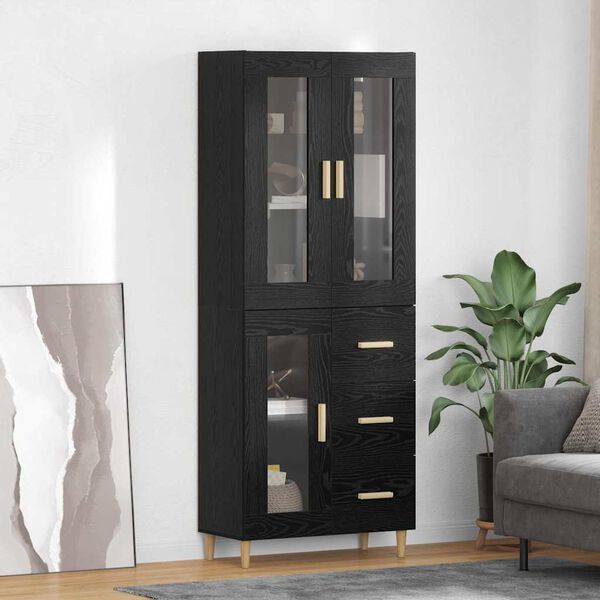 vidaXL Highboard &Mu;&alpha;ύ&rho;&eta; &Omicron;&xi;&upsilon;ά 69,5 x 34 x 180 &epsilon;&kappa;. &Epsilon;&pi;&epsilon;&xi;&epsilon;&rho;&gamma;&alpha;&sigma;&mu;έ&nu;&omicron; &xi;ύ&lambda;&omicron;