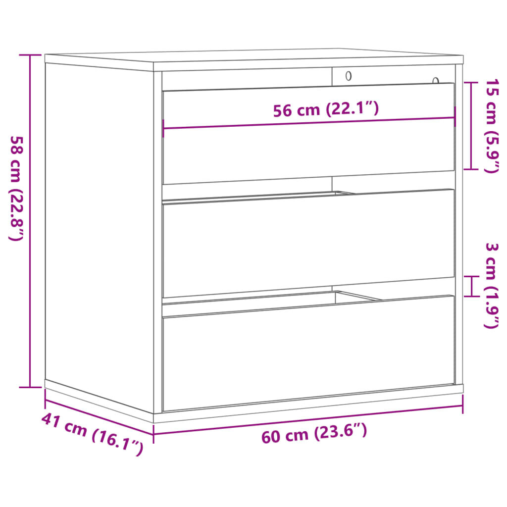vidaXL Συρταριέρα Καπνιστή Δρυς 60x41x58 εκ. από Επεξεργ. Ξύλο