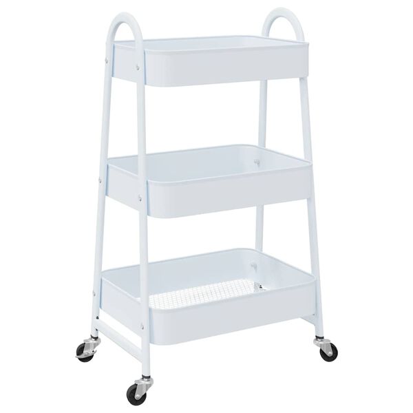 vidaXL Τρόλεϊ αποθήκευσης 3 επιπέδων Λευκό 42x41,5x77 cm Χάλυβας
