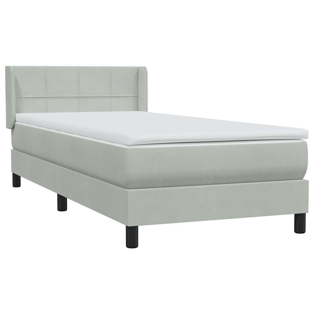 vidaXL Box Spring κρεβάτι με στρώμα ανοιχτό γκρι 80x220 cm Βελούδινο