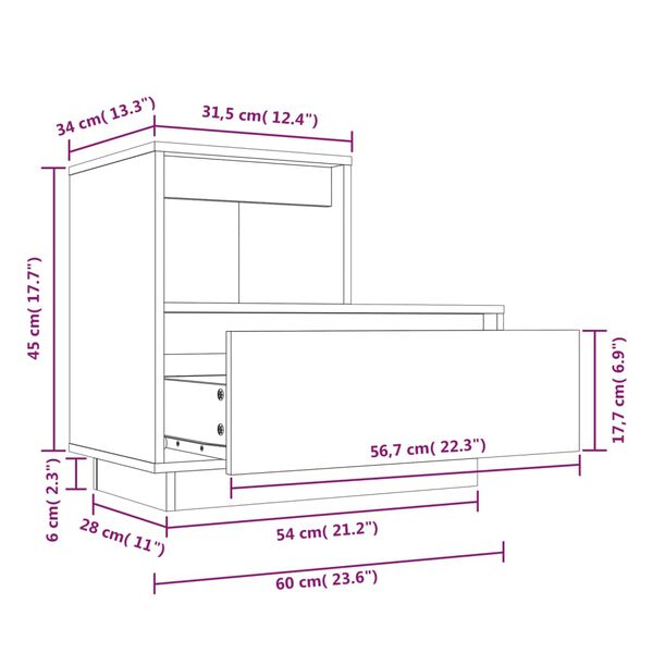 vidaXL Κομοδίνα 2 τεμ. 60 x 34 x 51 εκ. από Μασίφ Ξύλο Πεύκου