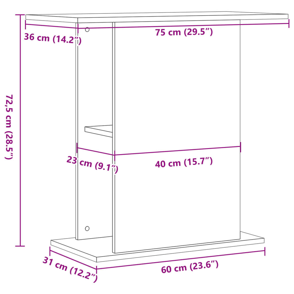 vidaXL Βάση Ενυδρείου Αρτισιανή Δρυς 36x75x72,5 εκ. Επεξεργασμένο Ξύλο