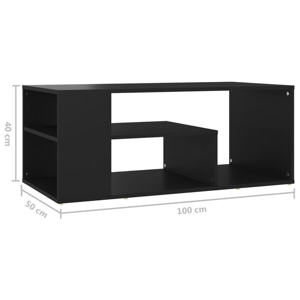 vidaXL Τραπεζάκι Σαλονιού Μαύρο 100 x 50 x 40 εκ. Επεξεργασμένο Ξύλο