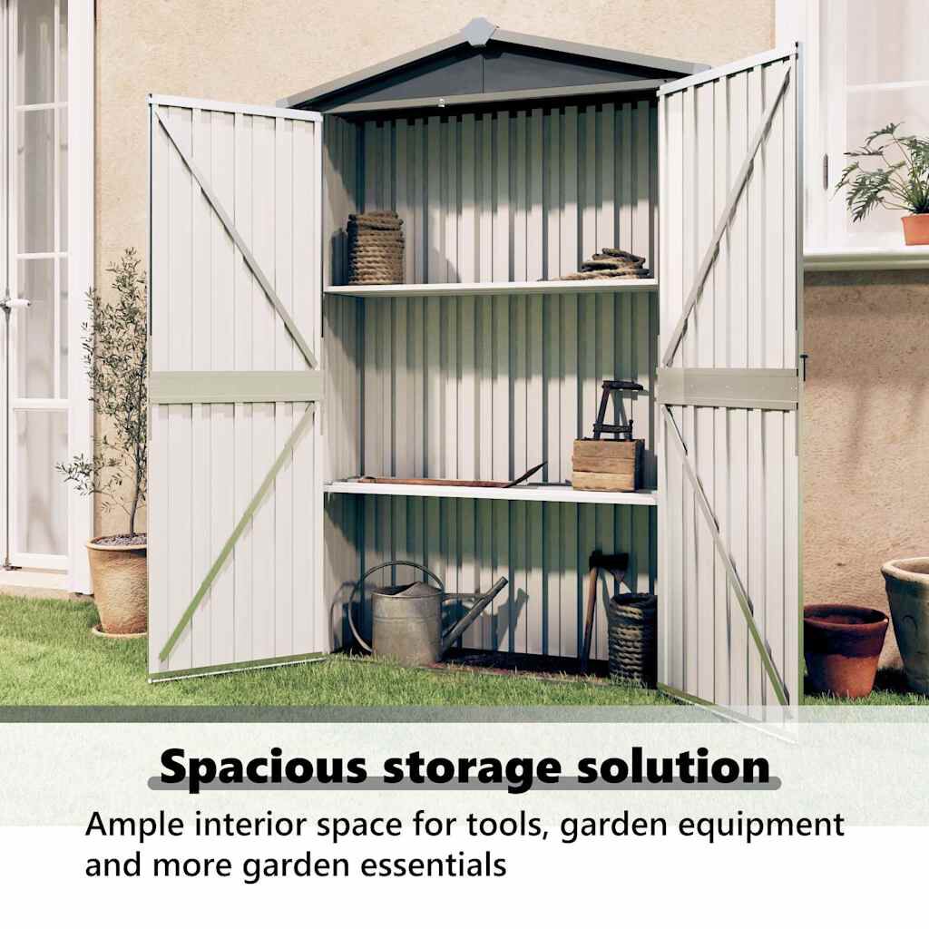 vidaXL Αποθήκη Κήπου Γκρι 116x45x175 εκ. από Γαλβανισμένο Ατσάλι