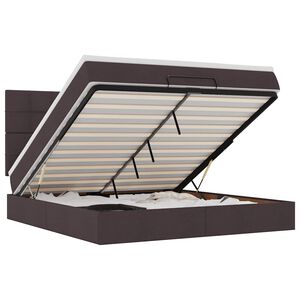 vidaXL Οθωμανικό κρεβάτι με στρώμα σκούρο καφέ 180x200cm ύφασμα