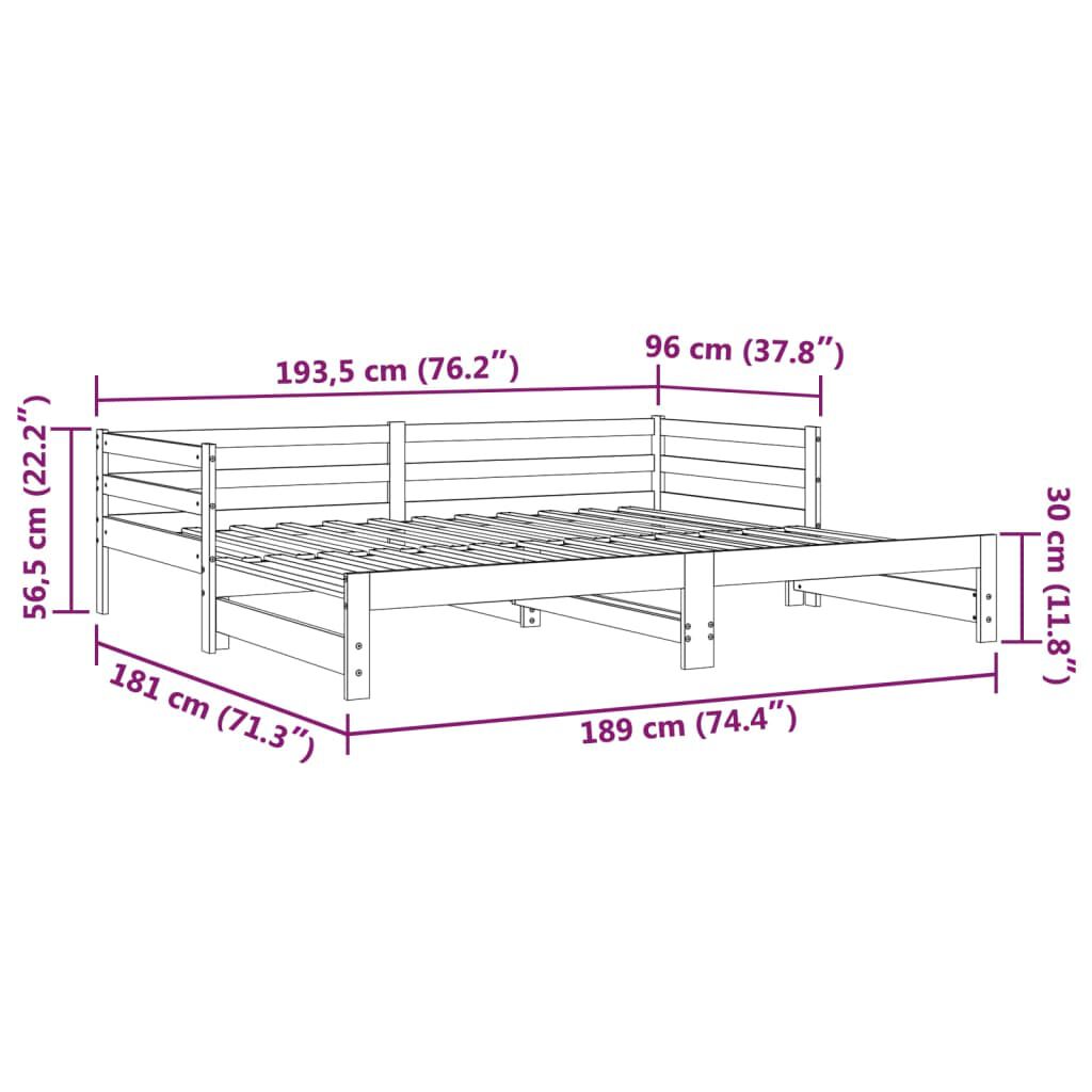 vidaXL Καναπές Κρεβάτι Συρόμενος Χωρίς Στρώμα 90x190 εκ.