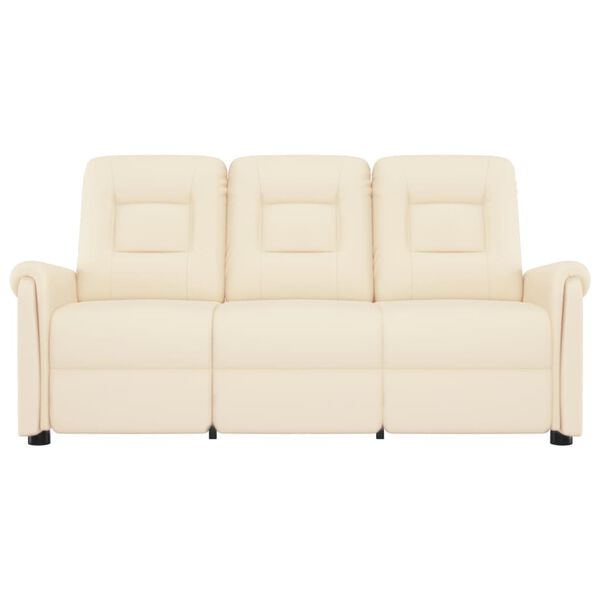 vidaXL Πολυθρόνα Μασάζ Ανακλινόμενη 3 Θέσεων Κρεμ από Συνθετικό Δέρμα