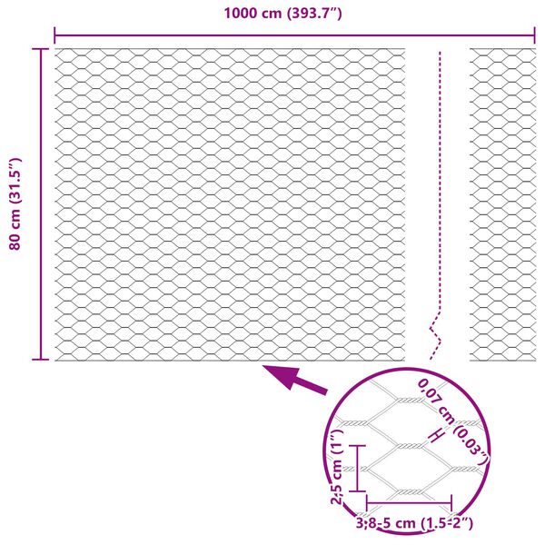 vidaXL Φράκτης Εξαγώνου Πράσινος 0.8x10 μ Χάλυβας