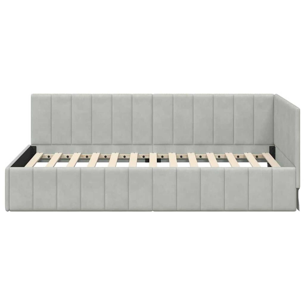 vidaXL Κρεβάτι Γωνίας με κεφαλάρι Ανοιχτό γκρι 90 x 190 cm Βελούδο