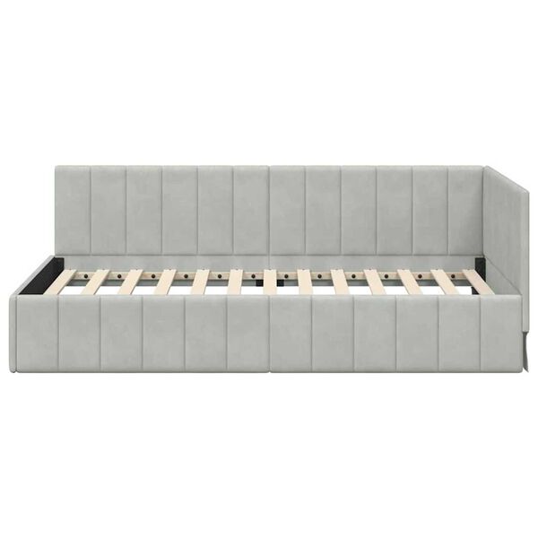 vidaXL Κρεβάτι Γωνίας με κεφαλάρι Ανοιχτό γκρι 90 x 190 cm Βελούδο