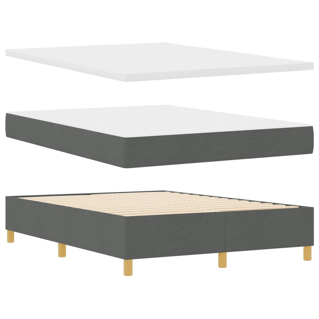 vidaXL Box Spring Κρεβάτι με Στρώμα & Παγκάκι Σκούρο Γκρι 140x200 cm Ύφασμα