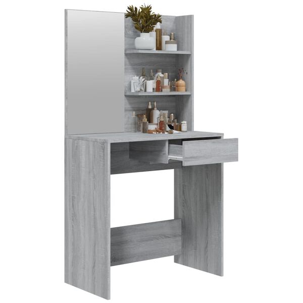 vidaXL Μπουντουάρ με Καθρέφτη Γκρι Sonoma 74,5x40x141 εκ.