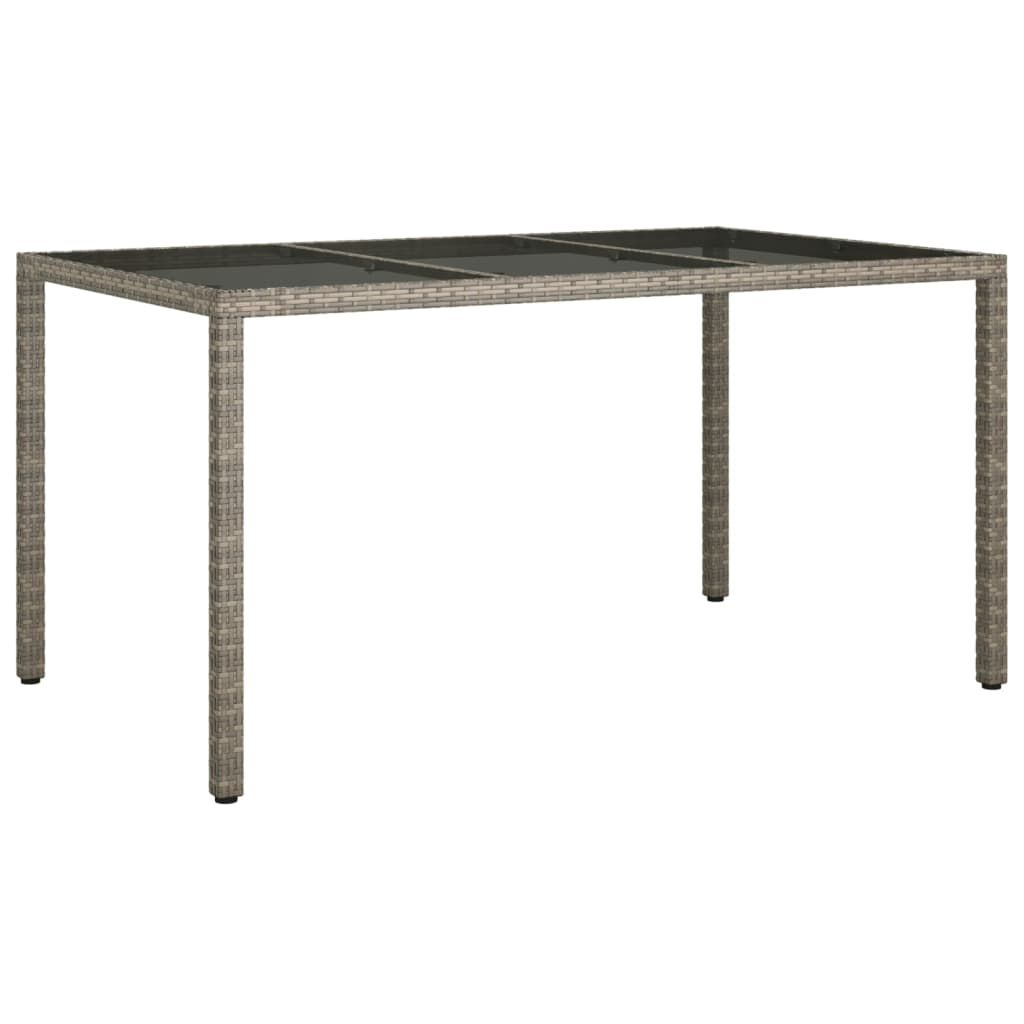 vidaXL Τραπέζι Κήπου Γκρι 150x90x75 εκ. Συνθετικό Ρατάν/Ψημένο Γυαλί