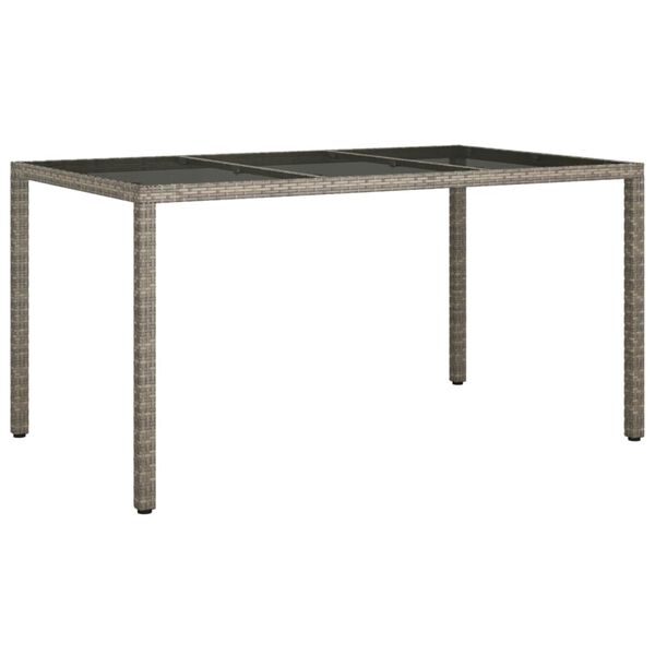 vidaXL Τραπέζι Κήπου Γκρι 150x90x75 εκ. Συνθετικό Ρατάν/Ψημένο Γυαλί