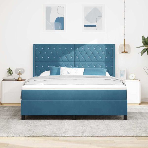 vidaXL &Kappa;&rho;&epsilon;&beta;ά&tau;&iota; Box Spring LED &mu;&epsilon; &Sigma;&tau;&rho;ώ&mu;&alpha; &Mu;&pi;&lambda;&epsilon; 180 x 200 cm &Beta;&epsilon;&lambda;&omicron;ύ&delta;&omicron;