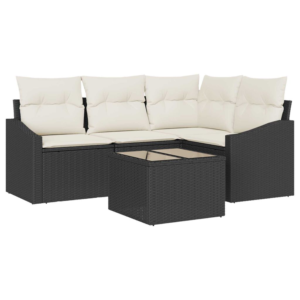 vidaXL Σετ Καναπέ Κήπου 5 pcs Μαύρο Πολυ ράταν