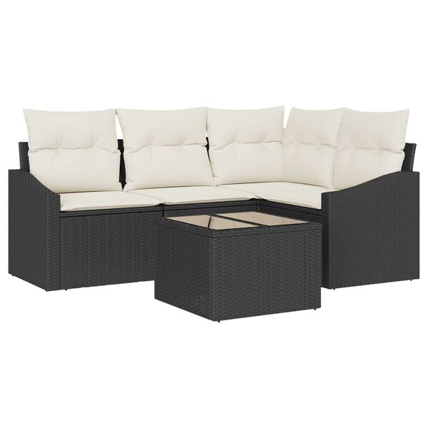 vidaXL Σετ Καναπέ Κήπου 5 pcs Μαύρο Πολυ ράταν