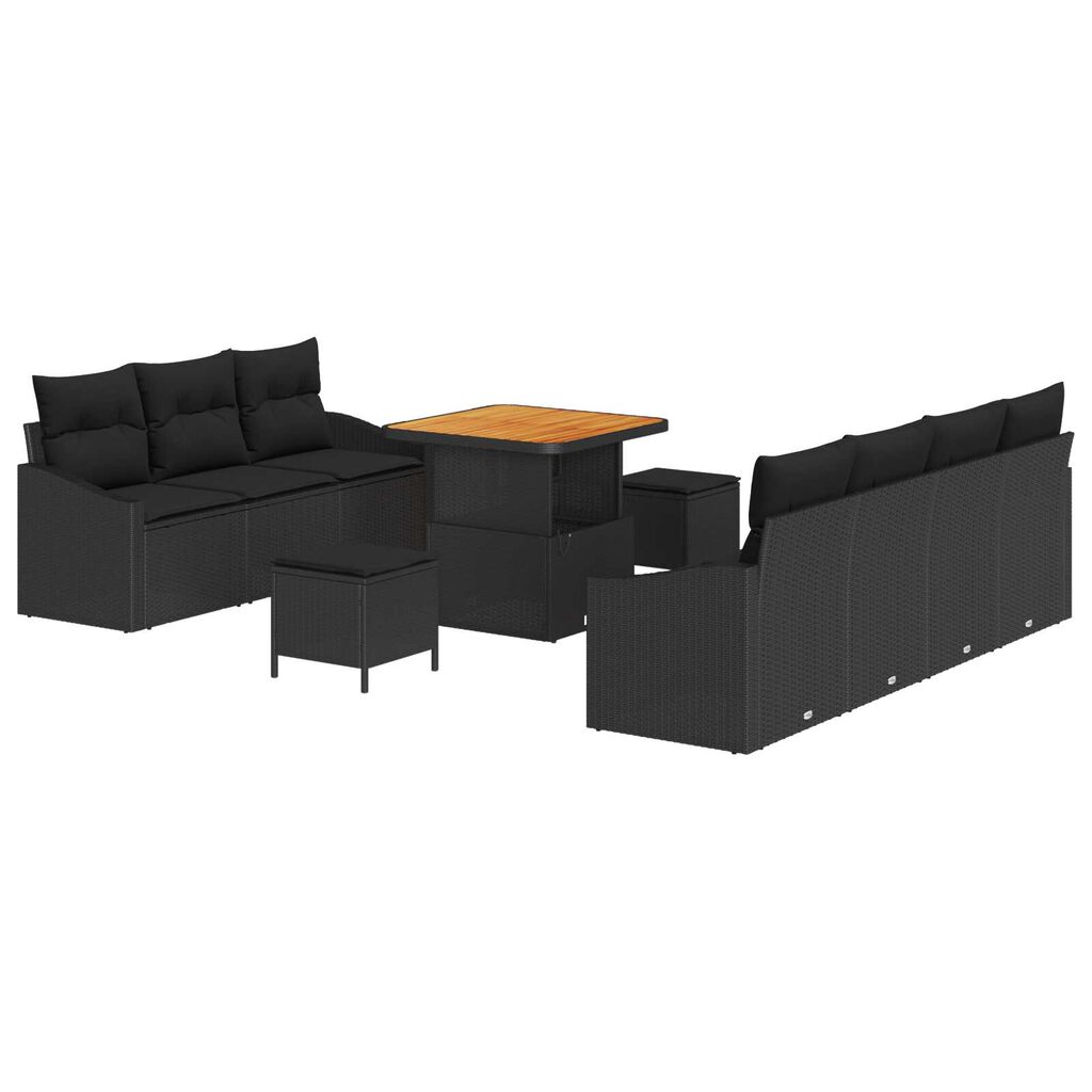 vidaXL Σετ Καναπέ Κήπου με μαξιλάρι 10 pcs Μαύρο 80 x 80 x 71 cm
