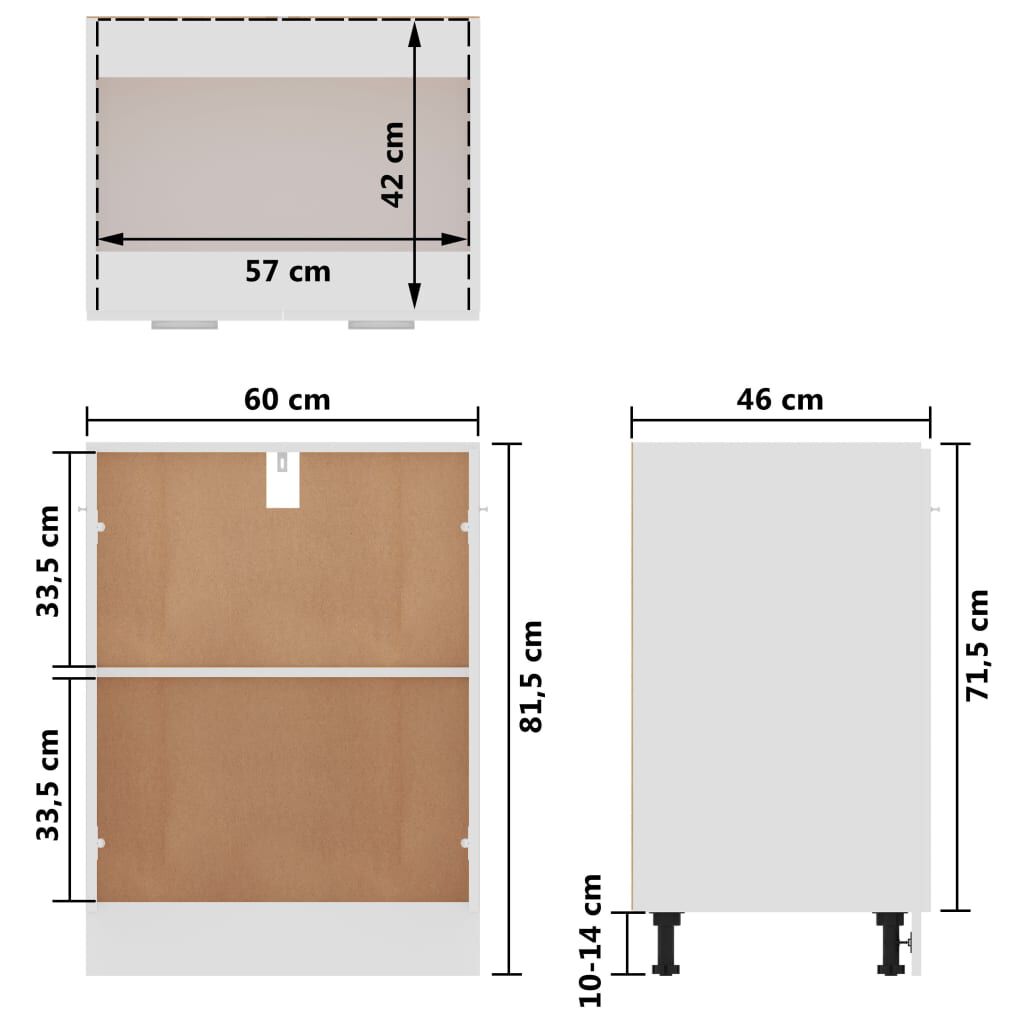 vidaXL Ντουλάπι Δαπέδου Lyon Λευκό 60x46x81,5 εκ. Επεξ. Ξύλο