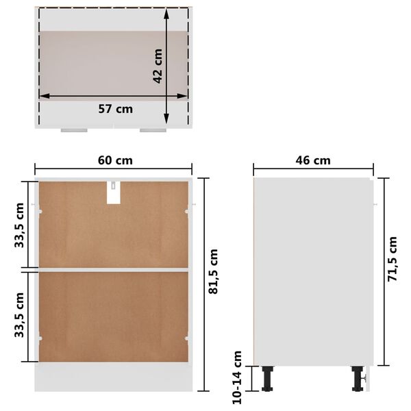 vidaXL Ντουλάπι Δαπέδου Lyon Λευκό 60x46x81,5 εκ. Επεξ. Ξύλο