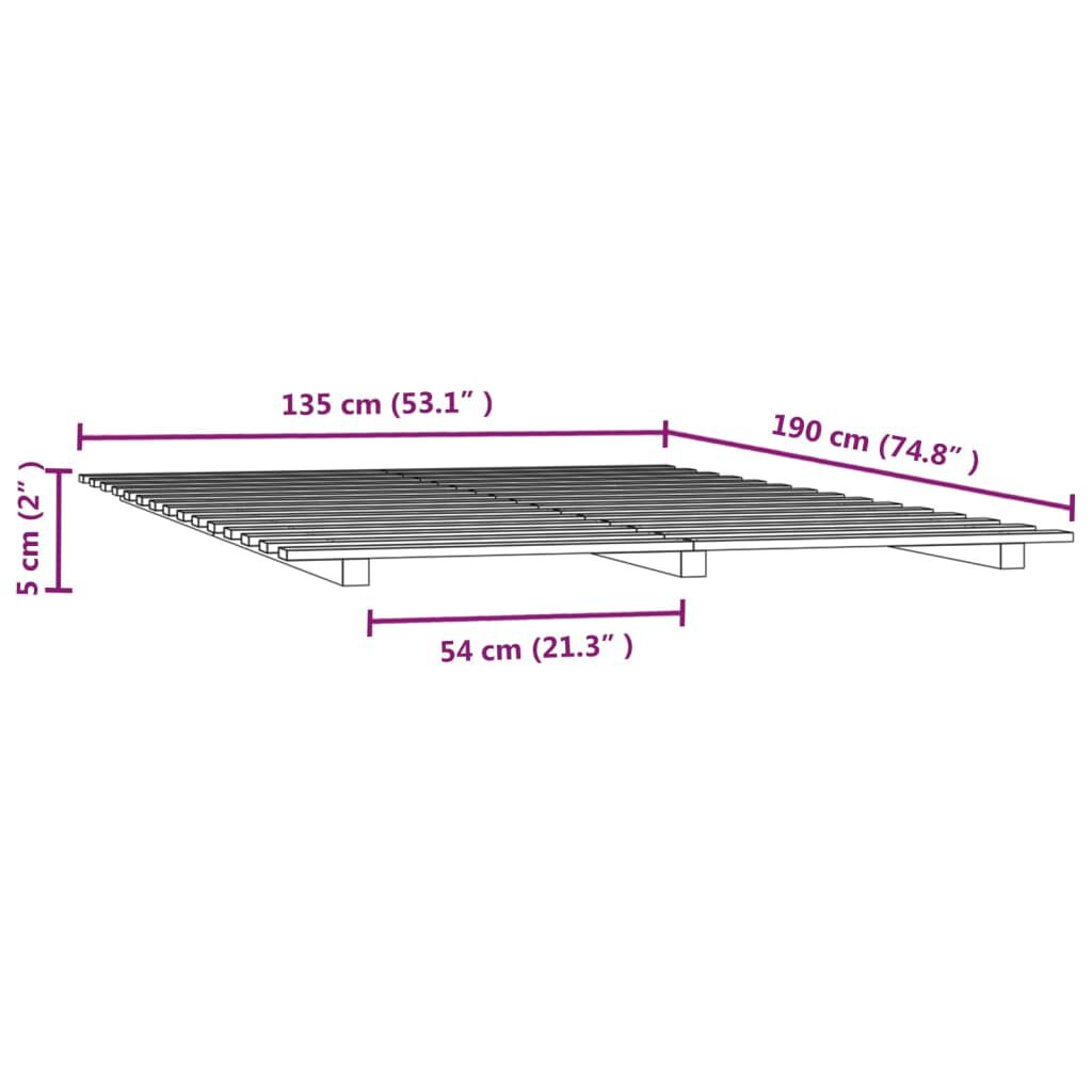 vidaXL Πλαίσιο Κρεβατιού Μαύρο 135 x 190 εκ. από Μασίφ Ξύλο Πεύκου