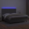 vidaXL Κρεβάτι Boxspring με Στρώμα & LED Γκρι 180x200 εκ. Συνθ. Δέρμα