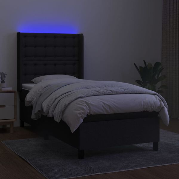 vidaXL &Kappa;&rho;&epsilon;&beta;ά&tau;&iota; Boxspring &mu;&epsilon; &Sigma;&tau;&rho;ώ&mu;&alpha; & LED &Mu;&alpha;ύ&rho;&omicron; 100x200 &epsilon;&kappa;. &Upsilon;&phi;&alpha;&sigma;&mu;ά&tau;&iota;&nu;&omicron;