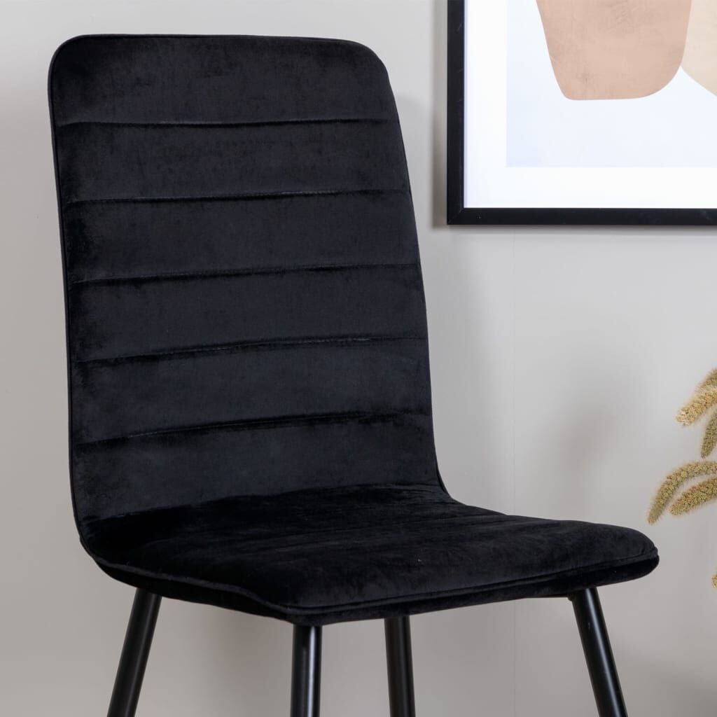 Venture Home Καρέκλες Τραπεζαρίας Windu 2 τεμ. Μαύρες Βελούδινες