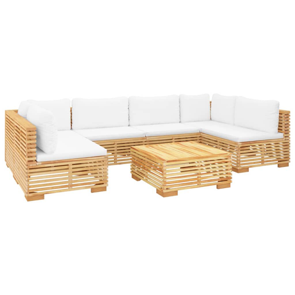 vidaXL Σαλόνι Κήπου Σετ 7 Τεμαχίων από Μασίφ Ξύλο Teak με Μαξιλάρια