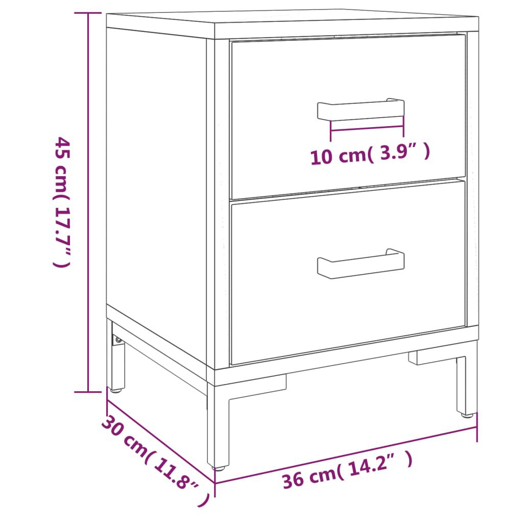 vidaXL Κομοδίνα 2 τεμ. Μαύρα 36x30x45 εκ. από Μασίφ Ξύλο Πεύκου