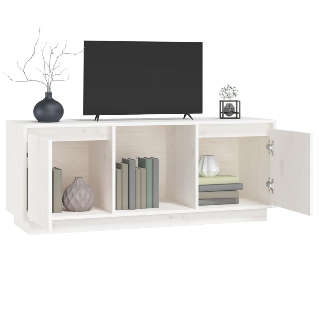 vidaXL Έπιπλο Τηλεόρασης Λευκό 110,5x35x44 εκ. από Μασίφ Ξύλο Πεύκου