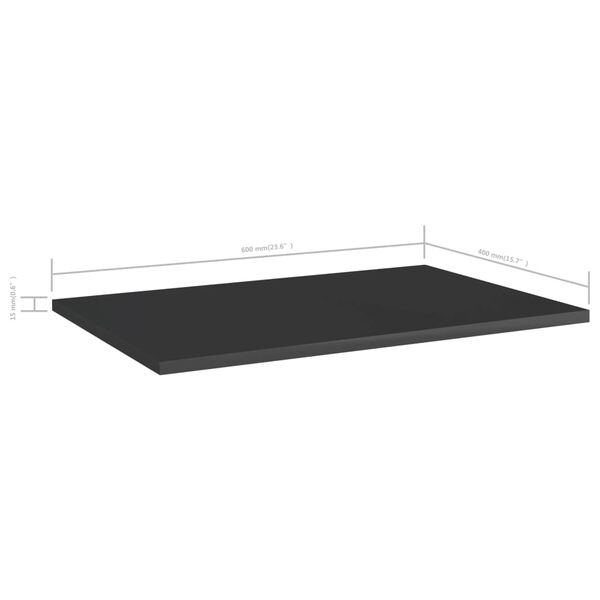 vidaXL Ράφια Βιβλιοθήκης 8 τεμ. Γυαλ. Μαύρο 60x40x1,5 εκ. Μοριοσανίδα