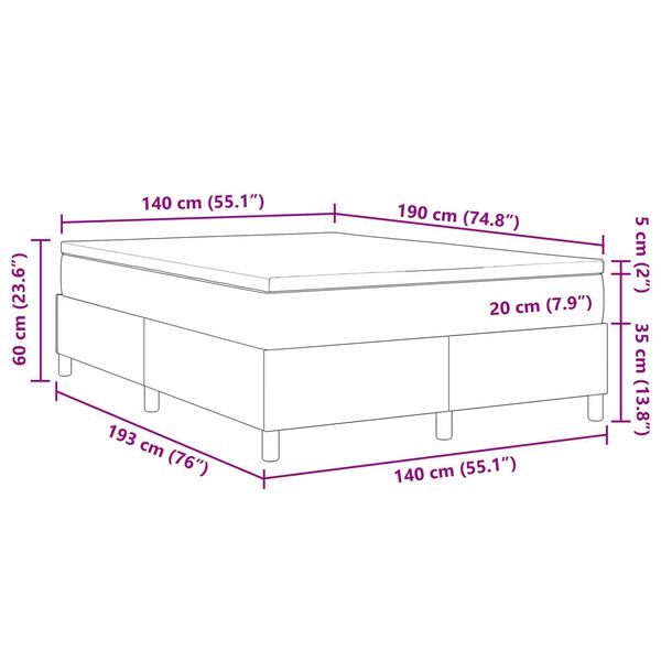 vidaXL Κρεβάτι box spring με στρώμα σε ανοιχτό γκρι, 140 x 200 εκ, από βελούδο.