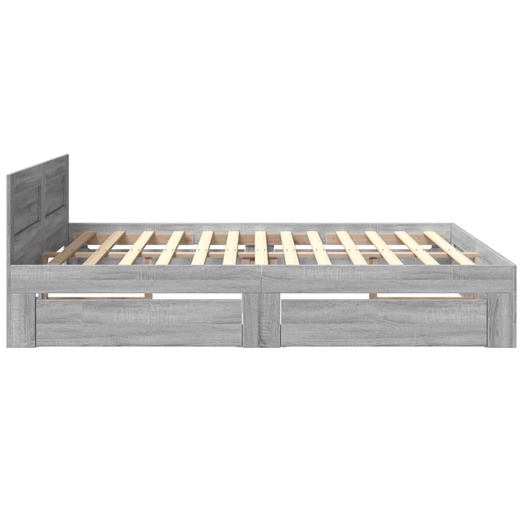 vidaXL Πλαίσιο Κρεβατιού με Κεφαλάρι Γκρι Sonoma 200x200εκ. Επεξ. Ξύλο