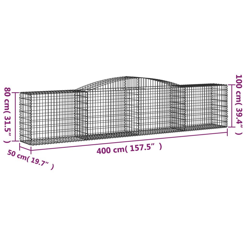 vidaXL Συρματοκιβώτιο Τοξωτό 400x50x80/100εκ. από Γαλβανισμένο Χάλυβα