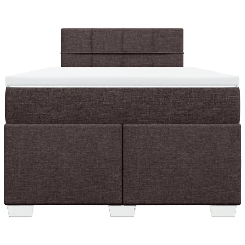 vidaXL Κρεβάτι Boxspring με Στρώμα Σκούρο Καφέ 120x190 εκ Υφασμάτινο