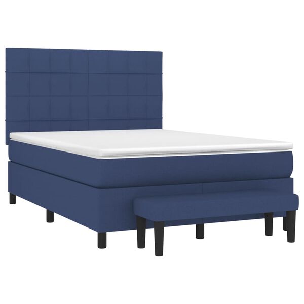 vidaXL Κρεβάτι Boxspring με Στρώμα Μπλε 140x190 εκ. Υφασμάτινο