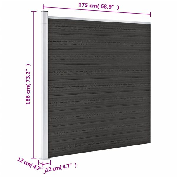 vidaXL Πάνελ Περίφραξης Γκρι 175 x 186 εκ. από WPC