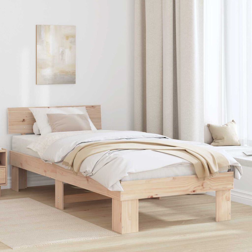 vidaXL Σκελετός Κρεβατιού Καφέ 75 x 190 cm Συμπαγές ξύλο πεύκου