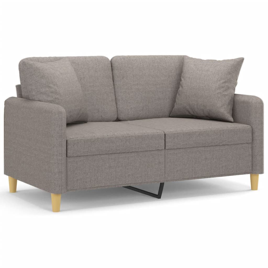 vidaXL Καναπές Διθέσιος Taupe 120 εκ. Υφασμάτινος Διακ. Μαξιλάρια