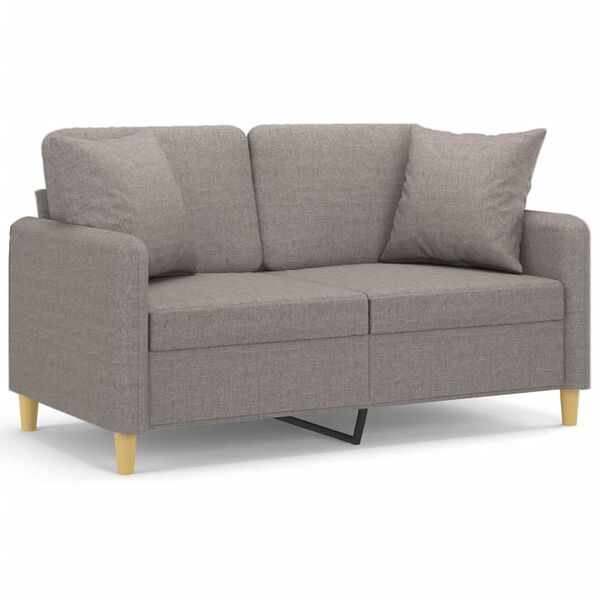 vidaXL Καναπές Διθέσιος Taupe 120 εκ. Υφασμάτινος Διακ. Μαξιλάρια