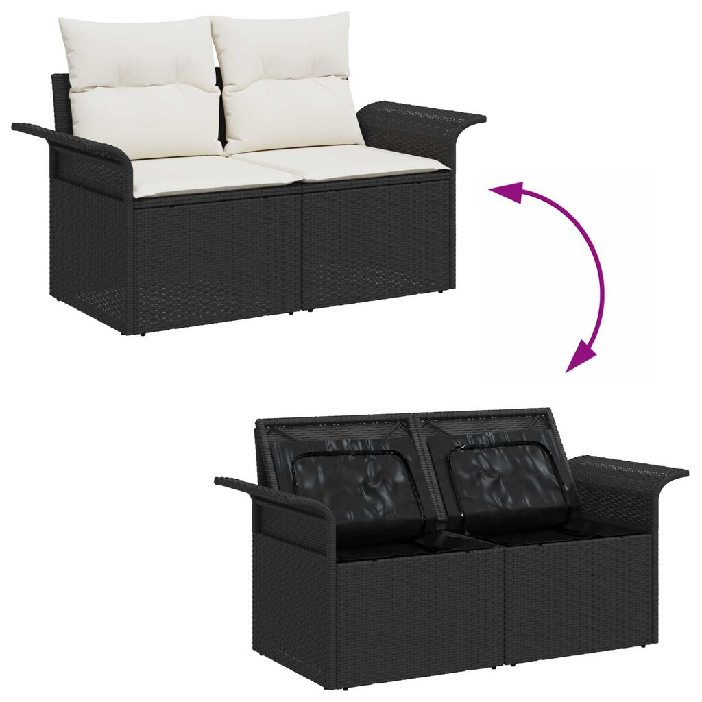 vidaXL Σετ Καναπέ Κήπου 13 pcs Μαύρο και Κρέμα 80 x 80 x 71 cm