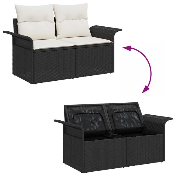 vidaXL Σετ Καναπέ Κήπου 13 pcs Μαύρο και Κρέμα 80 x 80 x 71 cm