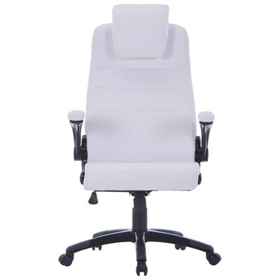 Καρέκλα Περιστρεφόμενη Ρυθμιζόμενη Λευκή από Συνθετικό Δέρμα