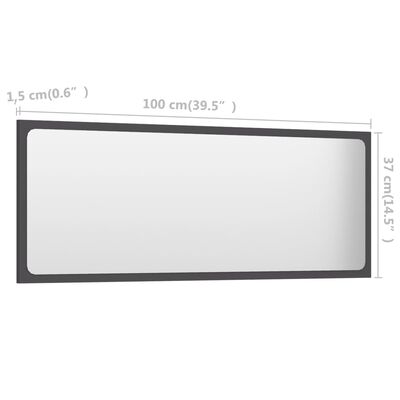 vidaXL Καθρέφτης Μπάνιου Γκρι 100 x 1,5 x 37 εκ. από Μοριοσανίδα