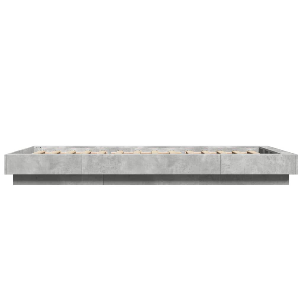 vidaXL Πλαίσιο Κρεβατιού με LED Γκρι Σκυρ. 90 x 190 εκ. Επεξεργ. Ξύλο
