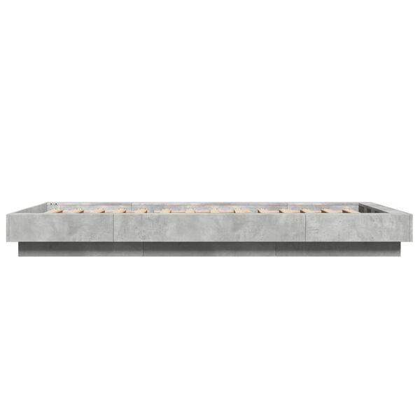 vidaXL Πλαίσιο Κρεβατιού με LED Γκρι Σκυρ. 90 x 190 εκ. Επεξεργ. Ξύλο