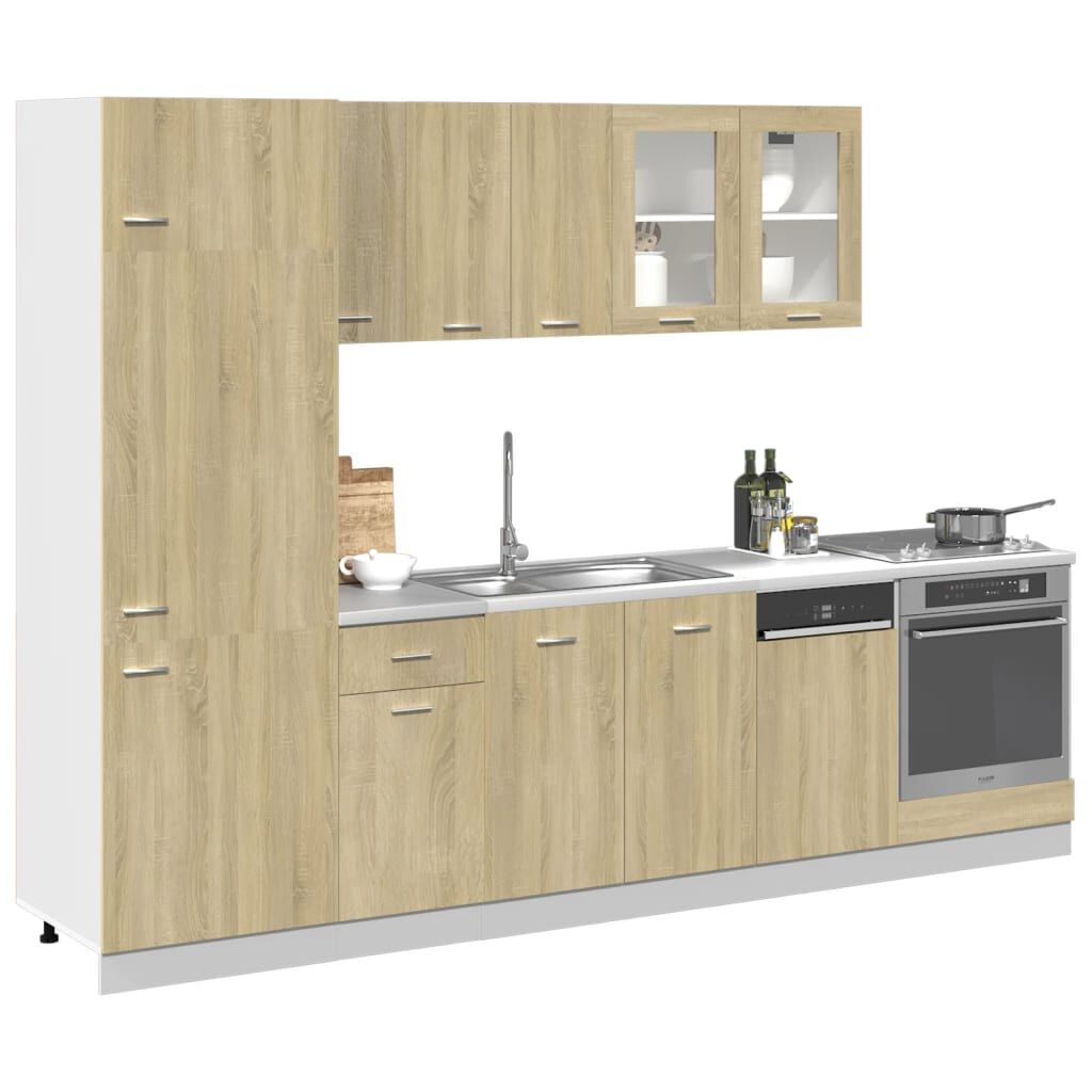 vidaXL Σετ Επίπλων Κουζίνας 8 Τεμαχίων Lyon Sonoma Δρυς Επεξ. Ξύλο