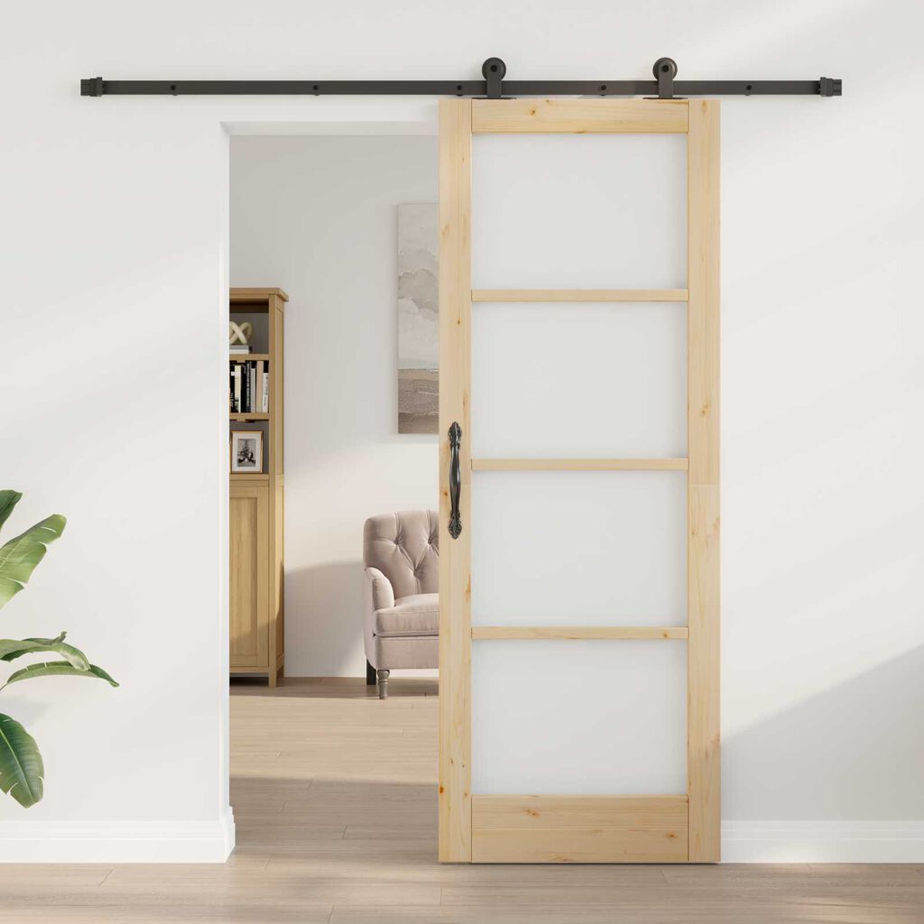 vidaXL Συρόμενη Πόρτα ORKDAL Καφέ 78 x 211 εκ Ξύλο και μέταλλο